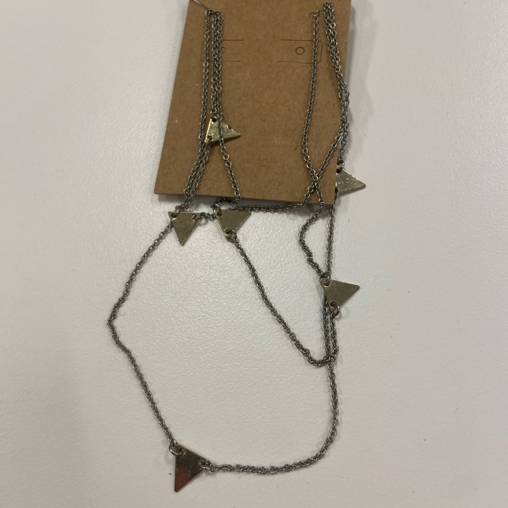 Gold and Silver Triangle Pendant Necklace